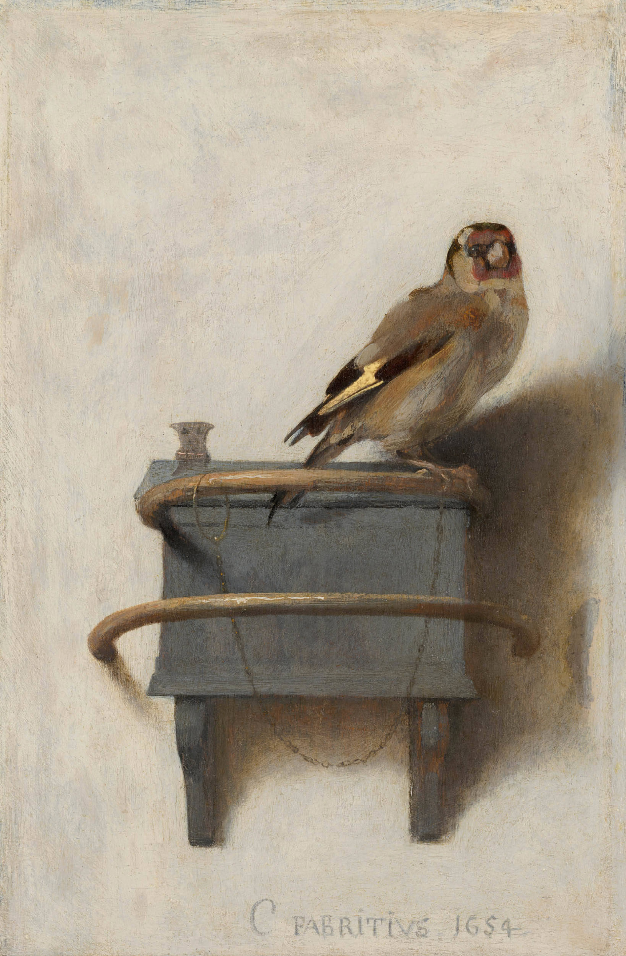 Het puttertje als keramisch tegeltableau, kunstwerk van Carel Fabritius