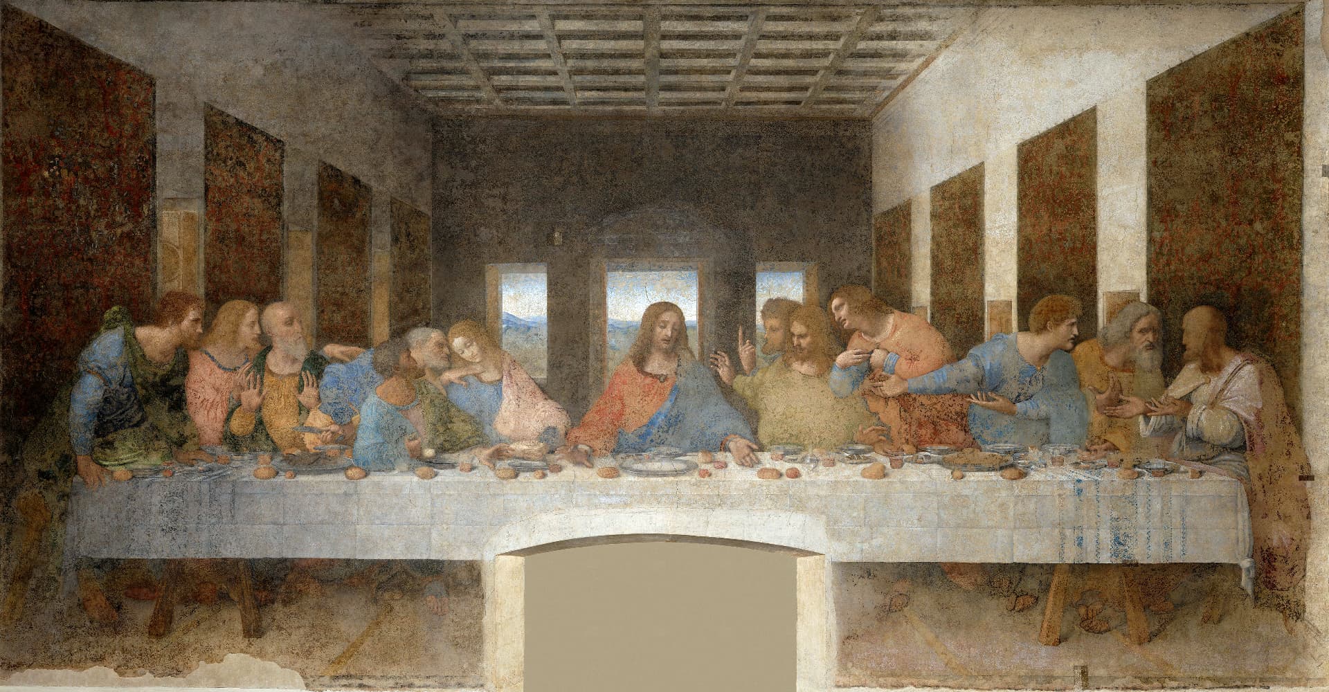 Het Laatste Avondmaal als keramisch tegeltableau, kunstwerk van Leonardo da Vinci