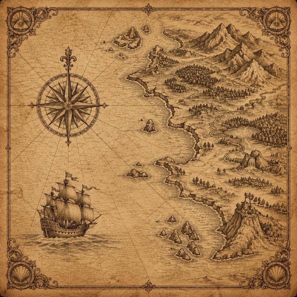 Keramisch tegeltableau met een antieke zeekaart en kompasroos