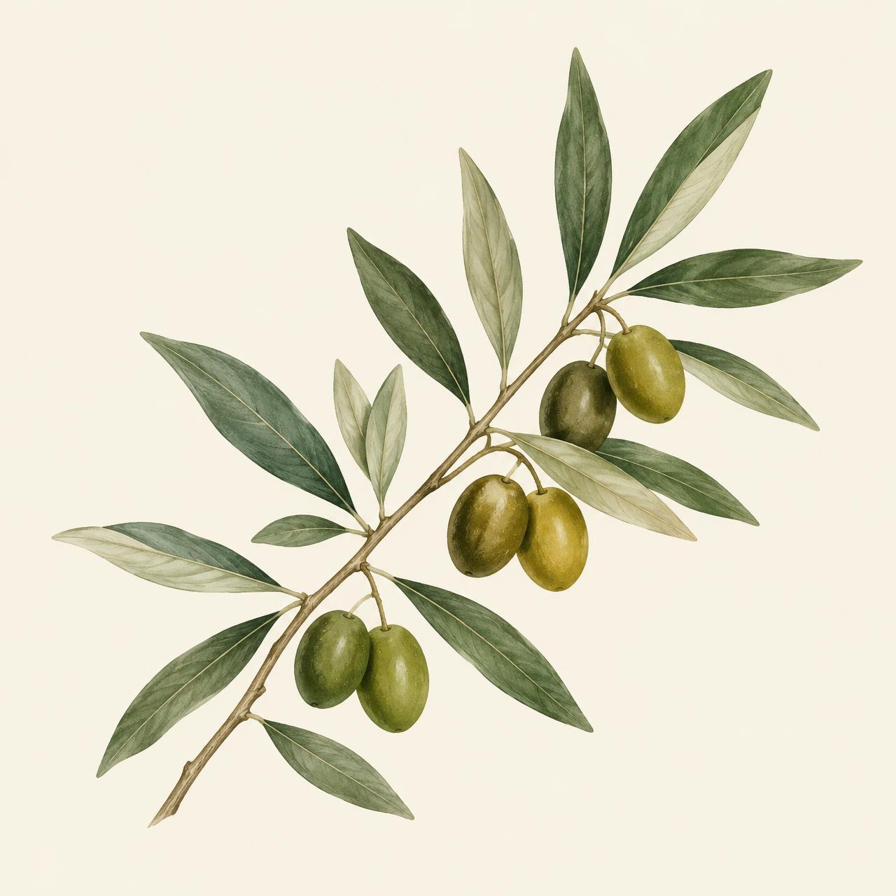 Keramisch tegeltableau met een botanische olijftak